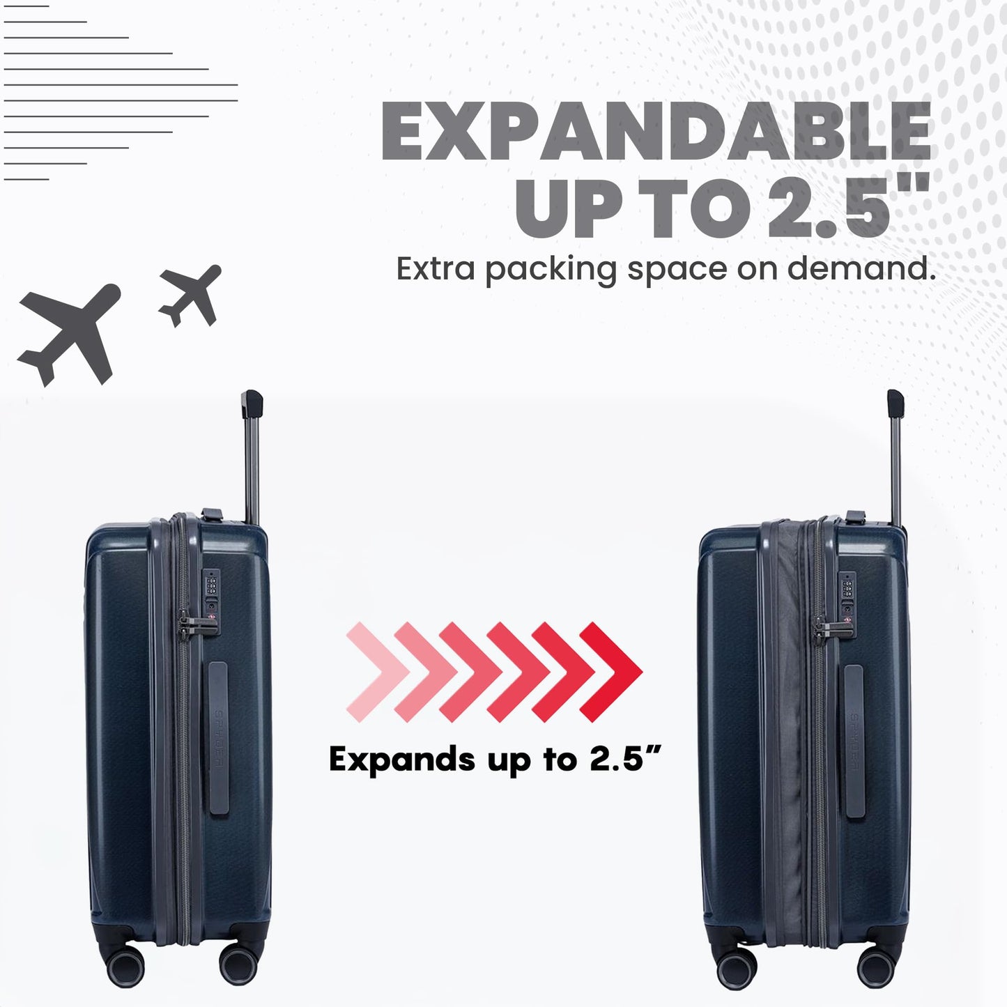 Spyder Traverse 3 Piece Carry On & Checked Suitcase Set with 360° Spinner Wheels, TSA Approved Lock (20 Inch, 25 Inch, 29 Inch), Deep Blue