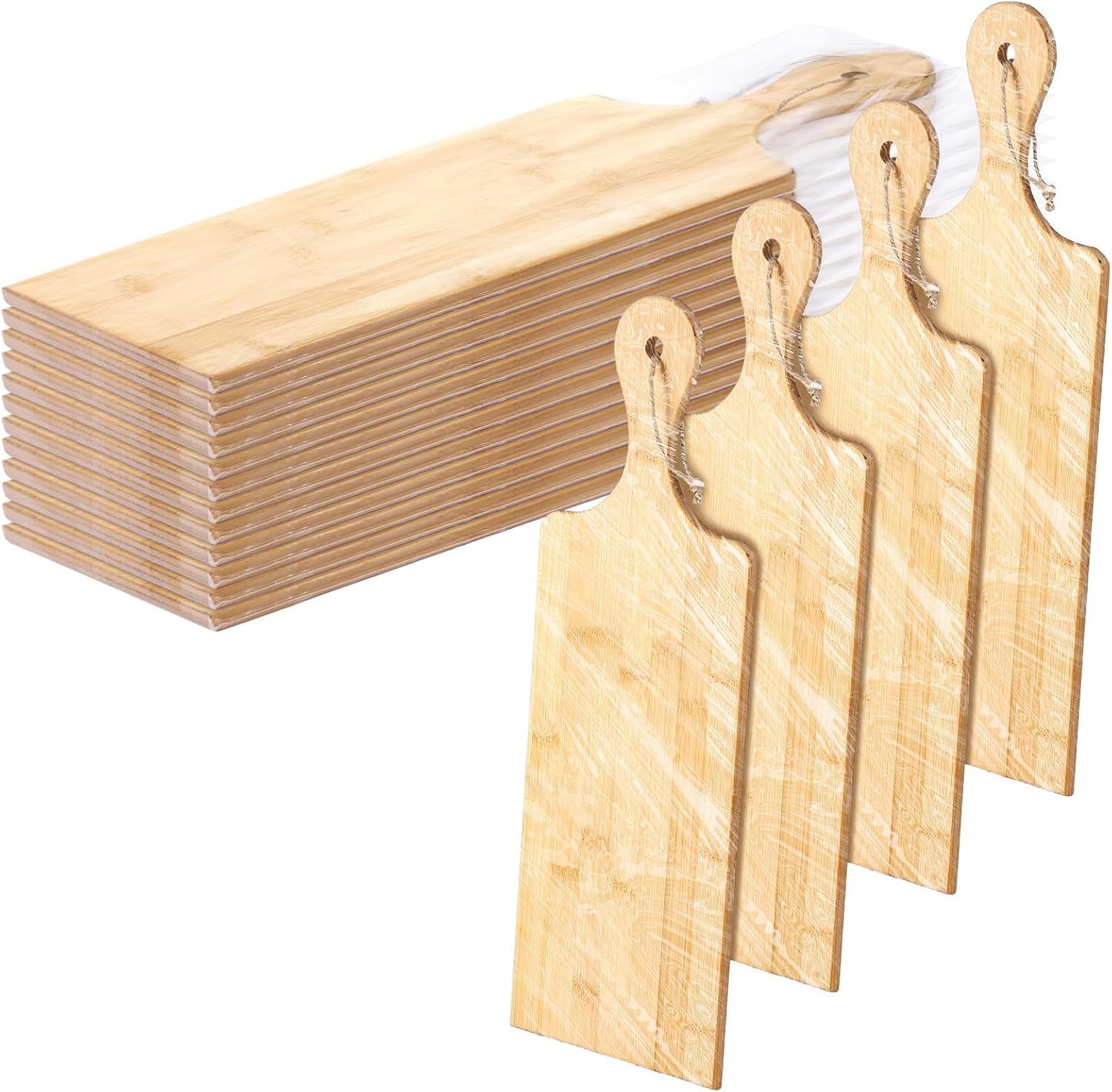 12 Packs Set Bread(Bamboo,17 6 Inch) Patelai Wooden Cutting Board with Handles Large Kitchen Serving Plain Chopping