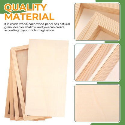 FSWCCK 5 Pack 6 x 12 inch Wood Panel Boards, Unfinished Wood Canvas Panels for Crafts, Painting Canvas, DIY Art Projects, Pouring, Arts Use with Oils, Acrylics