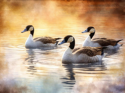 EATUKYIC Diamond Art Kits for Adults Diamond Art Painting Kits for Beginners 5D DIY Wildlife Animal Canadian Geese Bird on Lake Wildlife Animal for Home Wall Decor 12x16inches/30x40cm