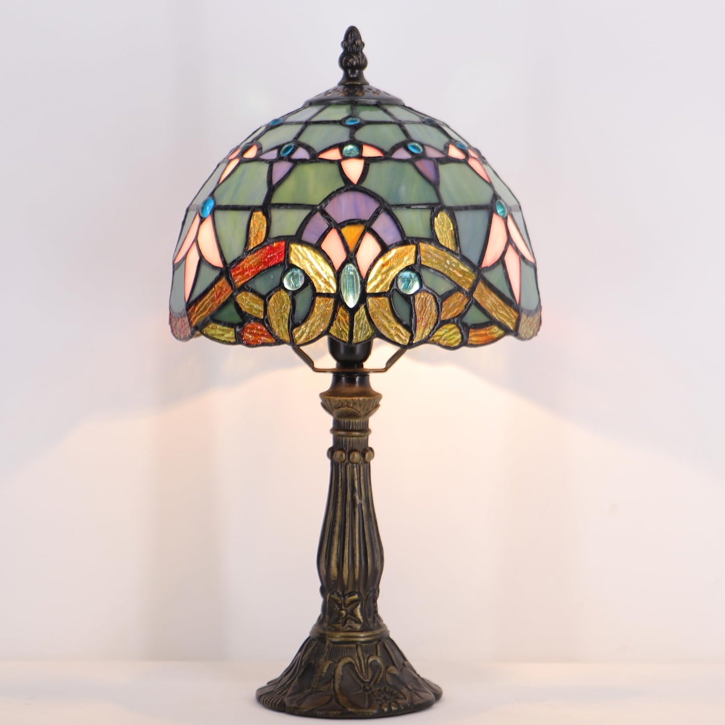 HZYFFYU Small Stained Glass Table Lamp Mini Stained Glass Lamp Memory Sympathy Desk Reading Light 8X14 Inch (Baroque Style)