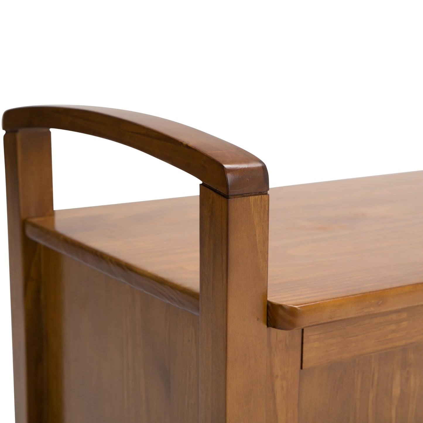 SIMPLIHOME Warm Shaker Entryway Storage Bench - 44 inch Wide Solid Wood Storage Seat in Light Golden Brown, Transitional Bench Seat for Mudroom or Living Room with Lift-Up Lid and Shaker-Style Panels