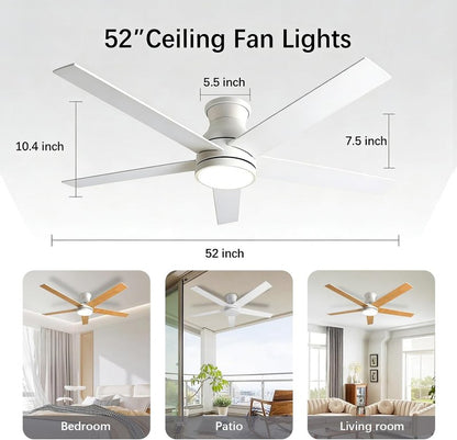 natawinnd 42 inch flush mount ceiling fan with light and Remote Control.5 Blade black ceiling fan flush mount,6 speed Quiet Reversible DC Motor,Low Profile Ceiling Fans for Living Room Bedroom