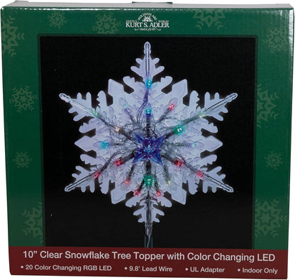 Kurt Adler 20-Light 10-Inch Clear Snowflake Treetop with Color-Changing RGB LED Bulbs