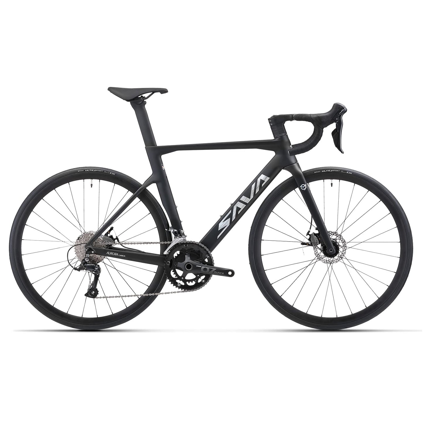 SAVADECK Carbon Disc Road Bike, Integrated Design Racing Bicycle Carbon Frame Carbon Fork with Shimano SORA R3000 Derailleur System 18 Speed Disc Brake Road Bike for Men or Women(Black,56cm)