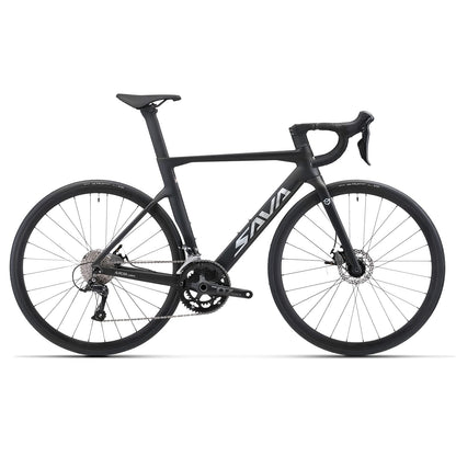 SAVADECK Carbon Disc Road Bike, Integrated Design Racing Bicycle Carbon Frame Carbon Fork with Shimano SORA R3000 Derailleur System 18 Speed Disc Brake Road Bike for Men or Women(Black,56cm)