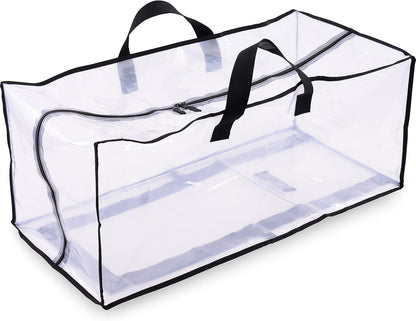 Clear Storage Bags, 3 Pack Zippered Moving Bags, Heavy Duty Transparent Totes for Packing and Organizing