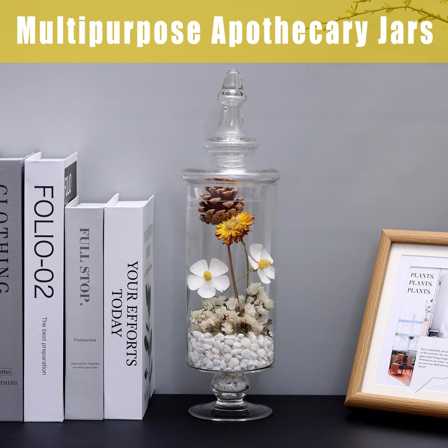 Apothecary Jars Glass Decorative Candy Jars,Candy Buffet Display, Elegant Storage Jar, Decorative Wedding Candy Organizer Canisters with Lids