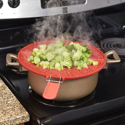 K KIRKWOOD KITCHEN Splatter Screen for Frying Pan Foldable Grease Splatter Guard Silicone Splatter Shields Multifunction Oil Screen for Skillet with Folding Handle Bacon Splatter Screen Strainer