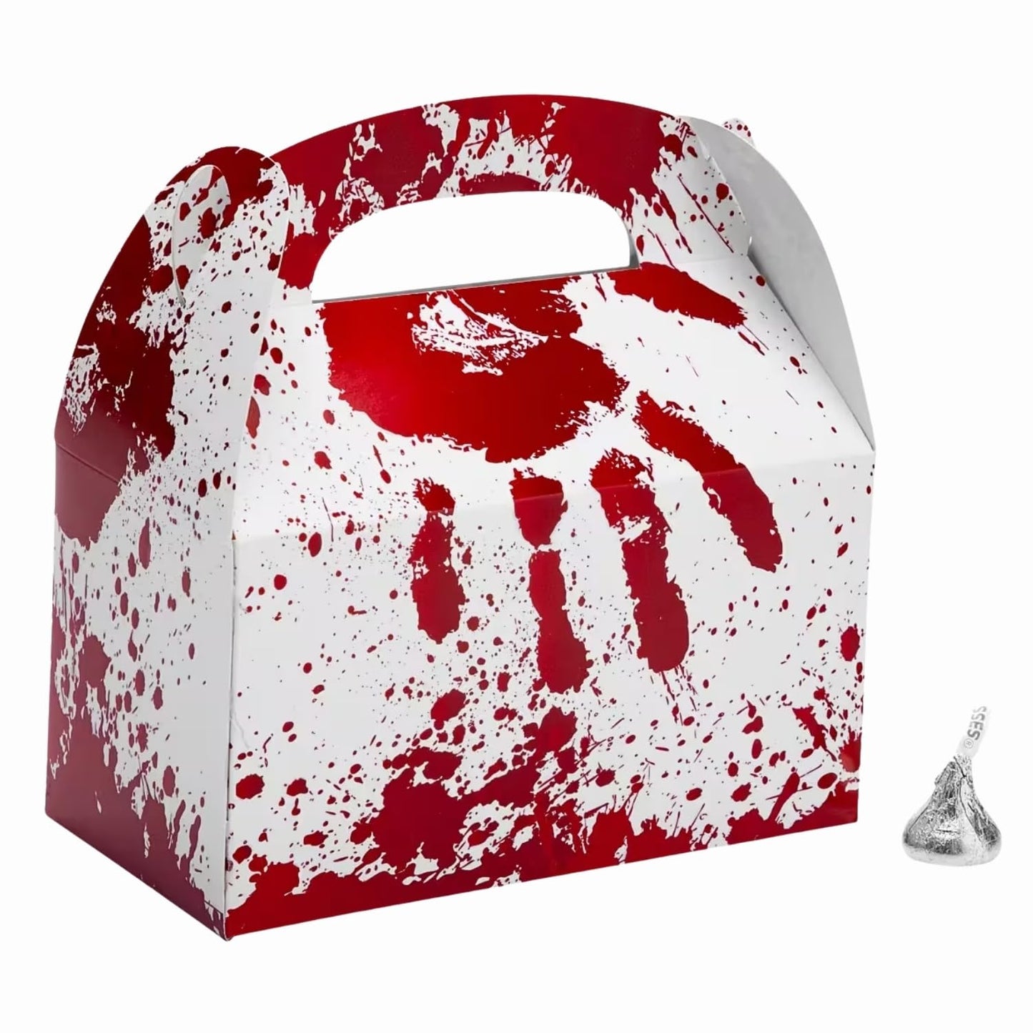 Fun Express Halloween Horror Party Favor Boxes - 6" x 5.25" (12 Pcs.) - Bloody Cardstock Treat Holders - Ideal for Spooky-Themed Events, Costume Parties, and Trick-or-Treats