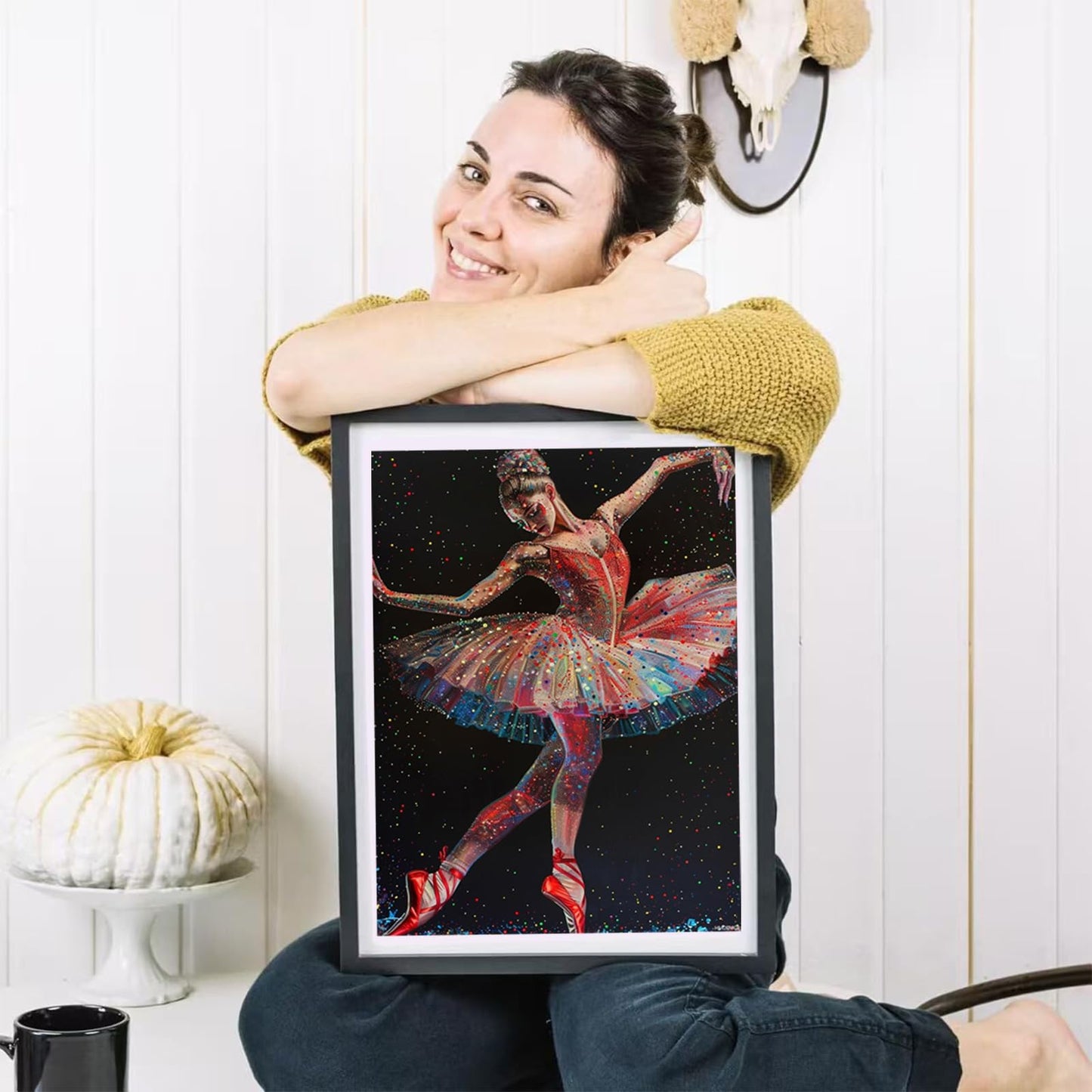 HMDIIMGE Dancing Ballet Girl Shining Dress DIY 5D Diamond Paint Kits for Adults Easy for Beginner Round Full Drill Diamond Art Painting Gems Mosaic Craft for Home Decor 12x16 inch