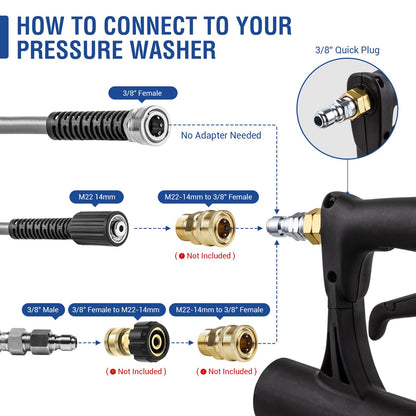 MEKOH Pressure Washer Surface Cleaner 22'', 4500PSI Stainless Steel Surface Cleaner Attachment with Wheels, Power Washer Accessory for Driveway Sidewalk Curb Deck Patio Cleaning, 3/8'' Quick-Connect
