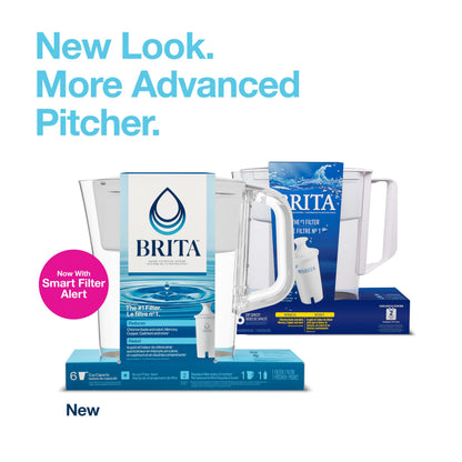 Brita Small 6 Cup Denali Water Filter Pitcher with 1 Brita Standard Filter, Made Without BPA, Bright White