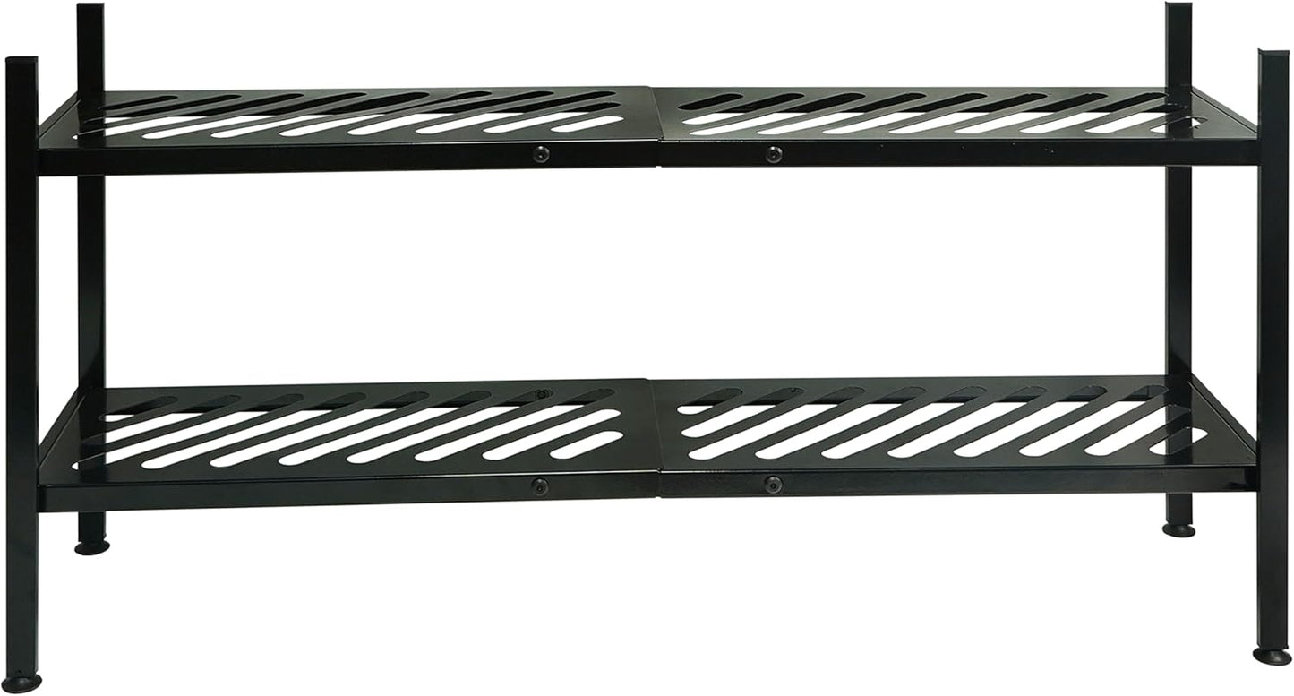 2 35 Inches Closet, Shoe Rack - Metal Shoe Organizer Tier Shoes Shelf Storage, Stackable Long Show Stand Holder