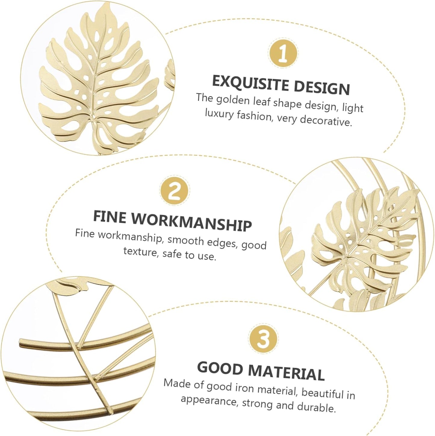 FUNOMOCYA Leaf Wall Hanging, Tropical Leaves Sculpture, Golden Palm Leaves Metal Wall Art Home Décor.