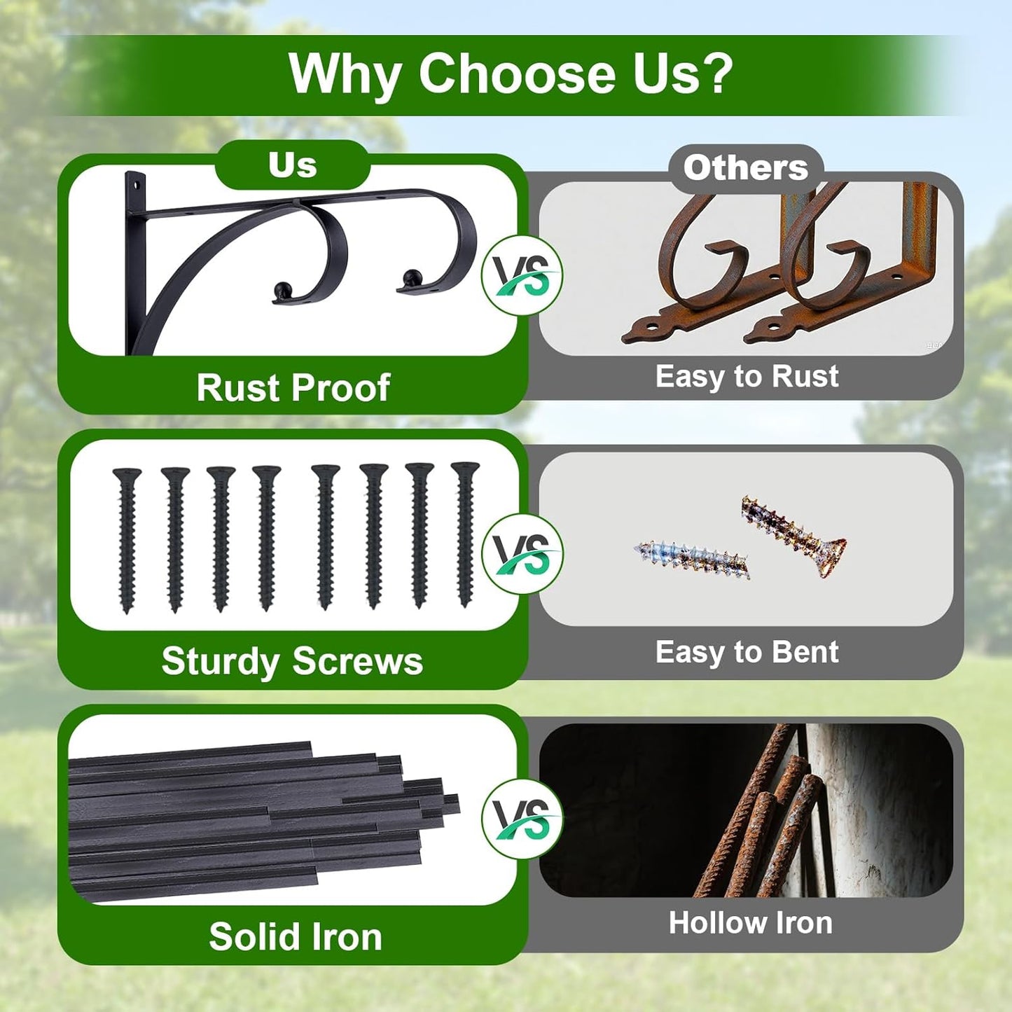 Plant Hangers | Decorative Iron Hanging Plant Brackets - 10 Inch for Indoor/Outdoor Use (2 Pack)