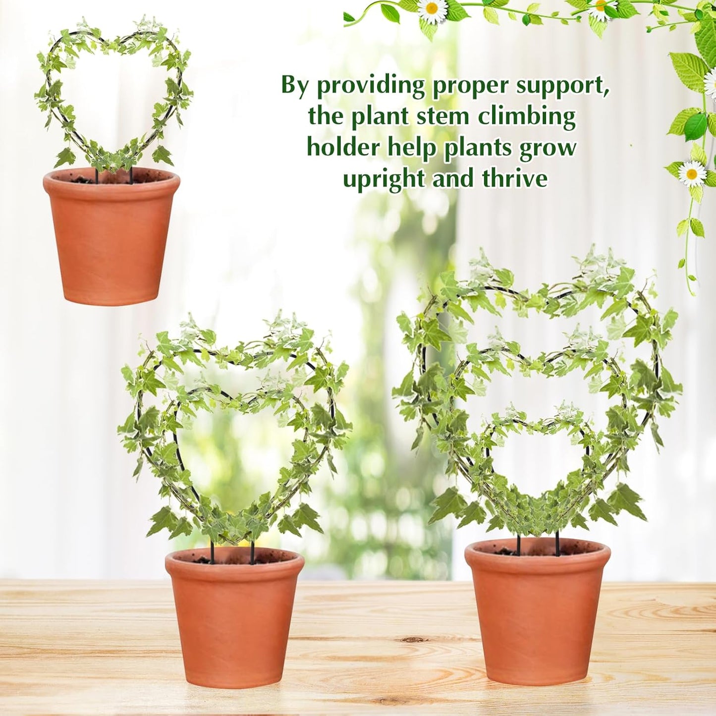 3 Set Hoya Trellis Size Indoor Plants Flower Support Stakes Round or Heart Metal Trellis Garden Tool Accessories