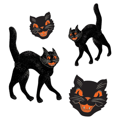Beistle Vintage Halloween Black Cat Stickers – 16 Sheets of Retro Peel-and-Stick Decals with Classic Faces and Spooky Poses, 192 Total Seals for Crafts, Scrapbooking and Party Handouts