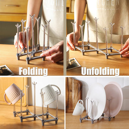 Yesland 2 Pack Retractable Cup Drying Rack, Plastic Non-slip Bottom Mug Tree Holder Organizer Rack Stand for Drinking Glass and Sports Bottle Drainer for Kitchen