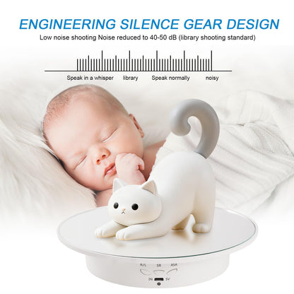 7.87'' Rotating Display Stand Motorized Rotating Display Stand, 22 lbs Load Rotating Platform with Mirror Cover, Rotating Stand with USB Charging Port, for Jewelry Photography Products 3D Model Cake