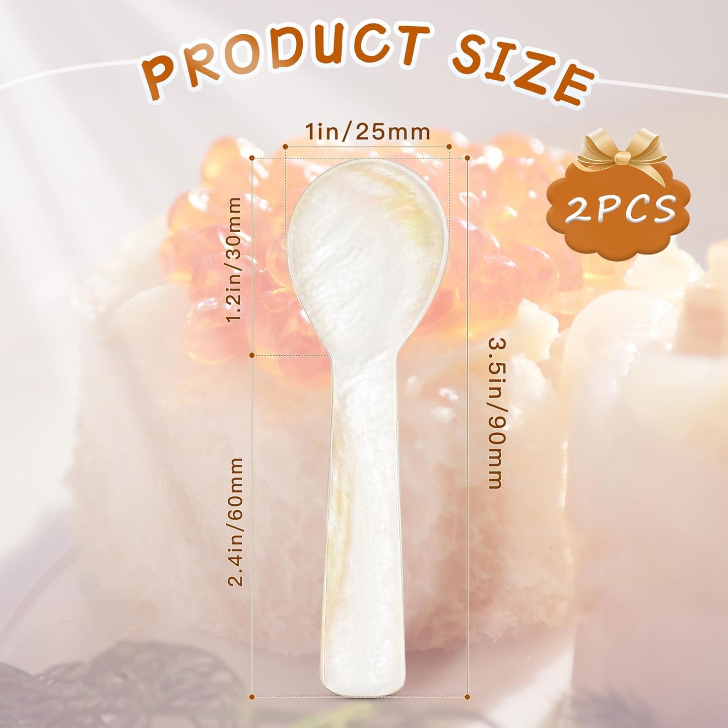 Caviar Spoons, Hand Craft Mother of Pearl Shell Spoon with Storage Box, Tiny Spoon for Caviar, Ice Cream, Coffee