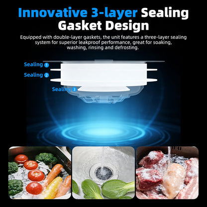 Hibbent Upgraded 3 in 1 Kitchen Sink Drain Strainer, Stainless Steel Pop Up Sink Stopper, Larger Anti-Clogging Basket, 3-Layer Seal, Detachable Drain Plug for US Standard 3-1/2" Drain, Brushed Nickel