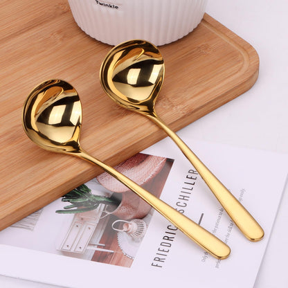 Mafier 9.5 Inch Gold Ladle Spoons SUS304 Stainless Steel Soup Ladle 2 oz. Gravy Sauce Kitchen Ladle for serving(Set of 2)
