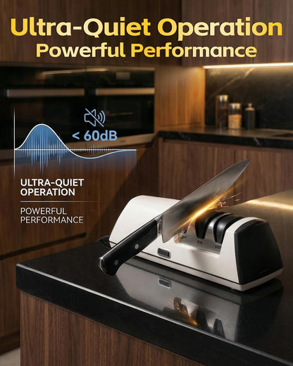 Professional Electric Knife Sharpener, 3-Stage High-Grit Diamond Sharpening System (#600/#1200/#2000) for Precision Grinding, Sharpening & Polishing, Designed for Straight & Ceramic Kitchen Knives