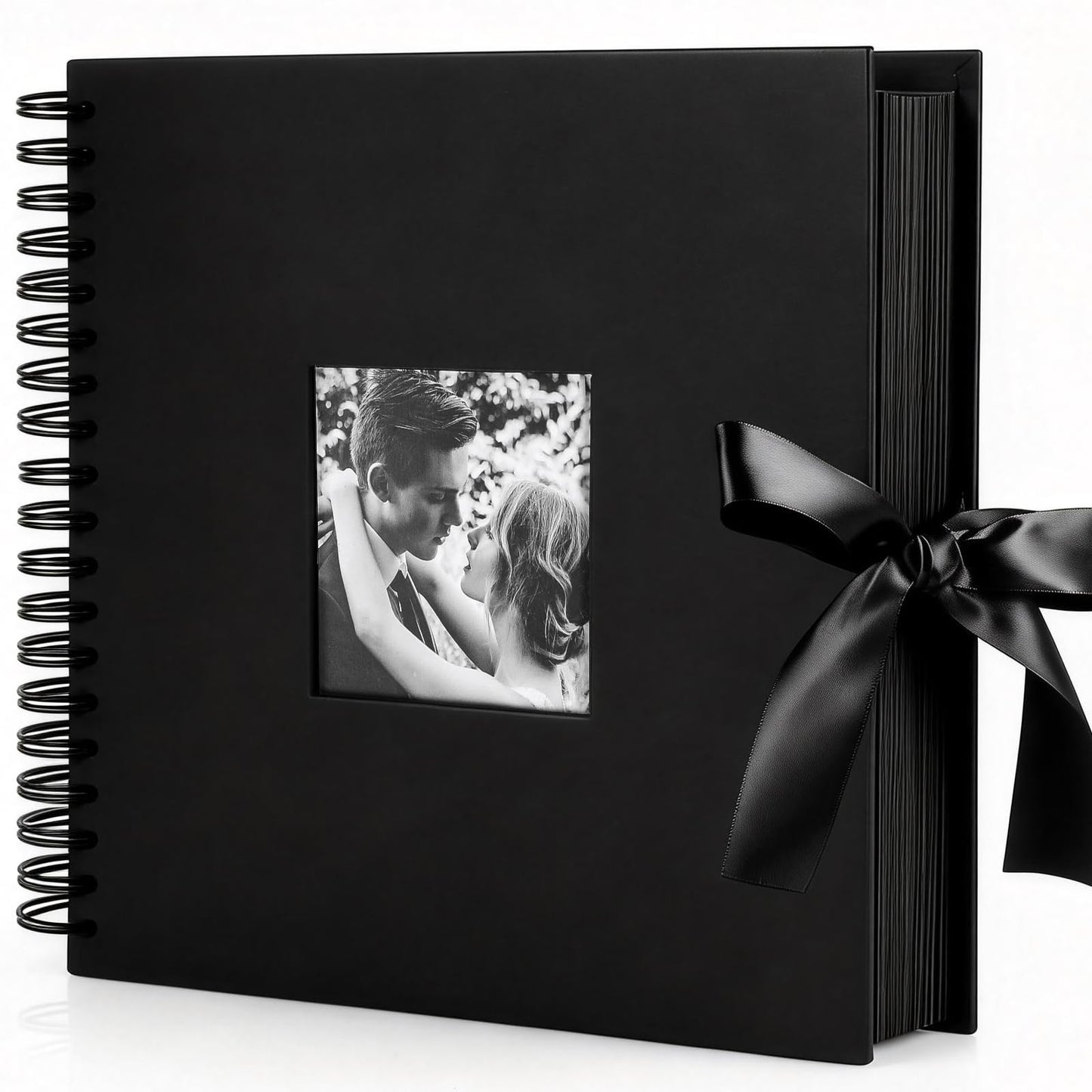 INNOCHEER Photo Album - Self Adhesive 80 Black Pages, Large Scrapbook Wedding Guest Book for DIY Anniversary Travel Memory Scrapbooking (Black 12 x 12)