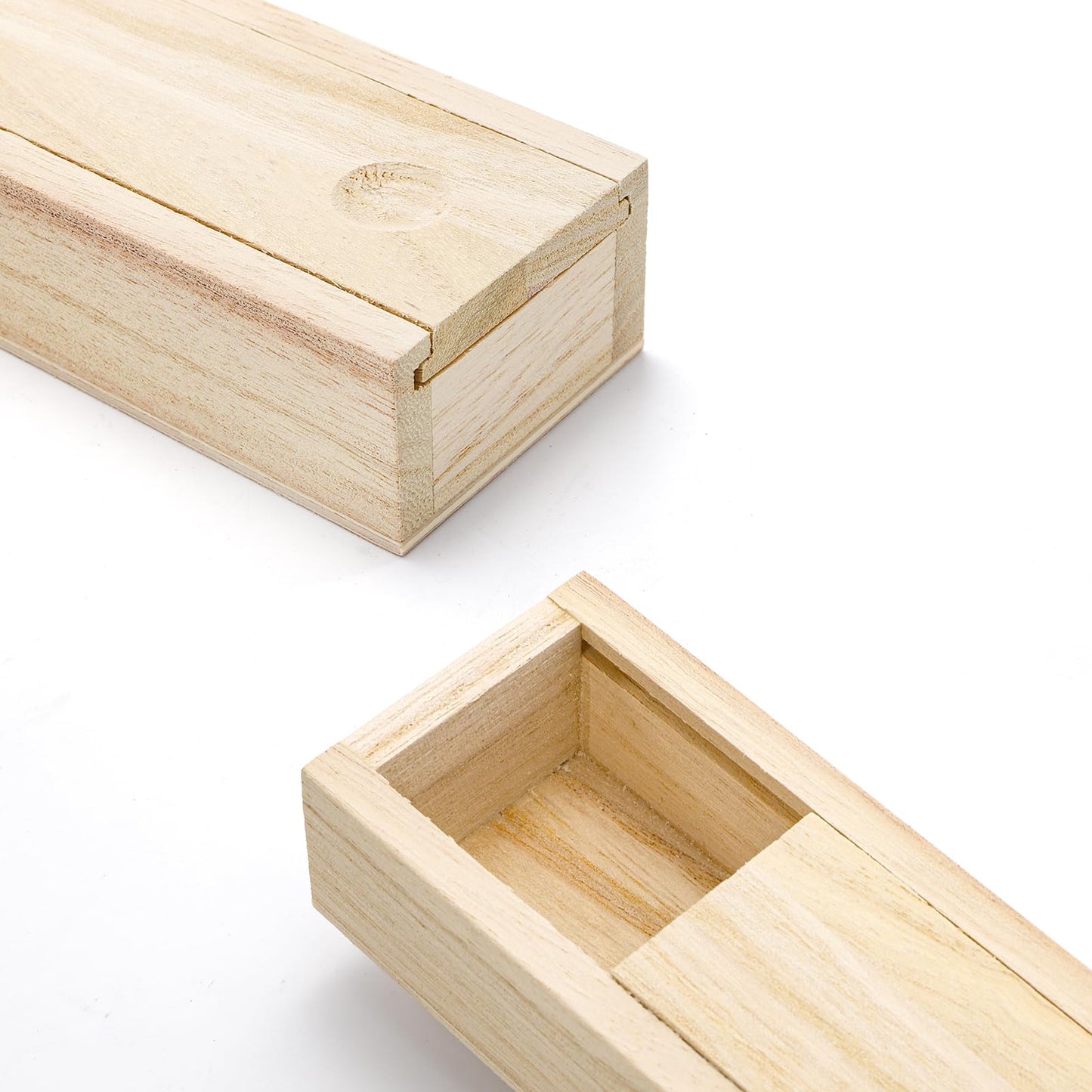 yarlung 16 Pack Unfinished Wood Box with Sliding Lid, Small Narrow Pencil Box Rectangular Gift Boxes for Art Hobbies, DIY Craft, Jewelry Necklace Storage