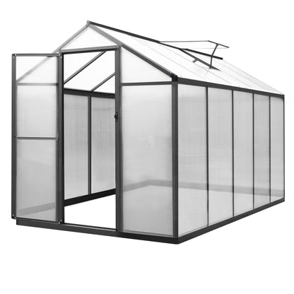 VEIKOU 6' x 10' Greenhouse for Outdoors, Polycarbonate Green House with Adjustable Vent, Aluminum Frame, Rivet Structure, Walk-in Greenhouses for Yard, Garden, Hobby, Grey