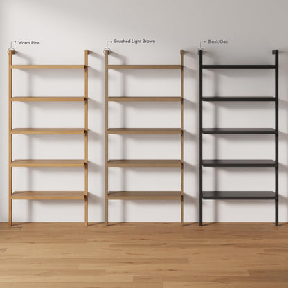 Nathan James Beacon Bohemian 5 Tier Bookshelf, Wall Mounted Bookcase, Solid Wood Bookshelf in Black Oak