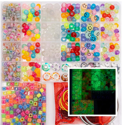 Hardy Guo Clay Beads Glow Beads Bracelet Making Kit Beads for Friendship Bracelet kit with Letter Beads Jewelry Making Set for Beginners Gifts (Pandora - Two-in-One)