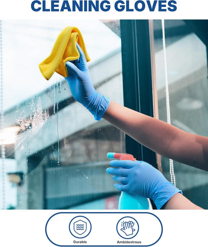 Schneider Vinyl Exam Gloves - Blue Disposable, Latex-Free & Powder-Free for Medical Use | 100 Count