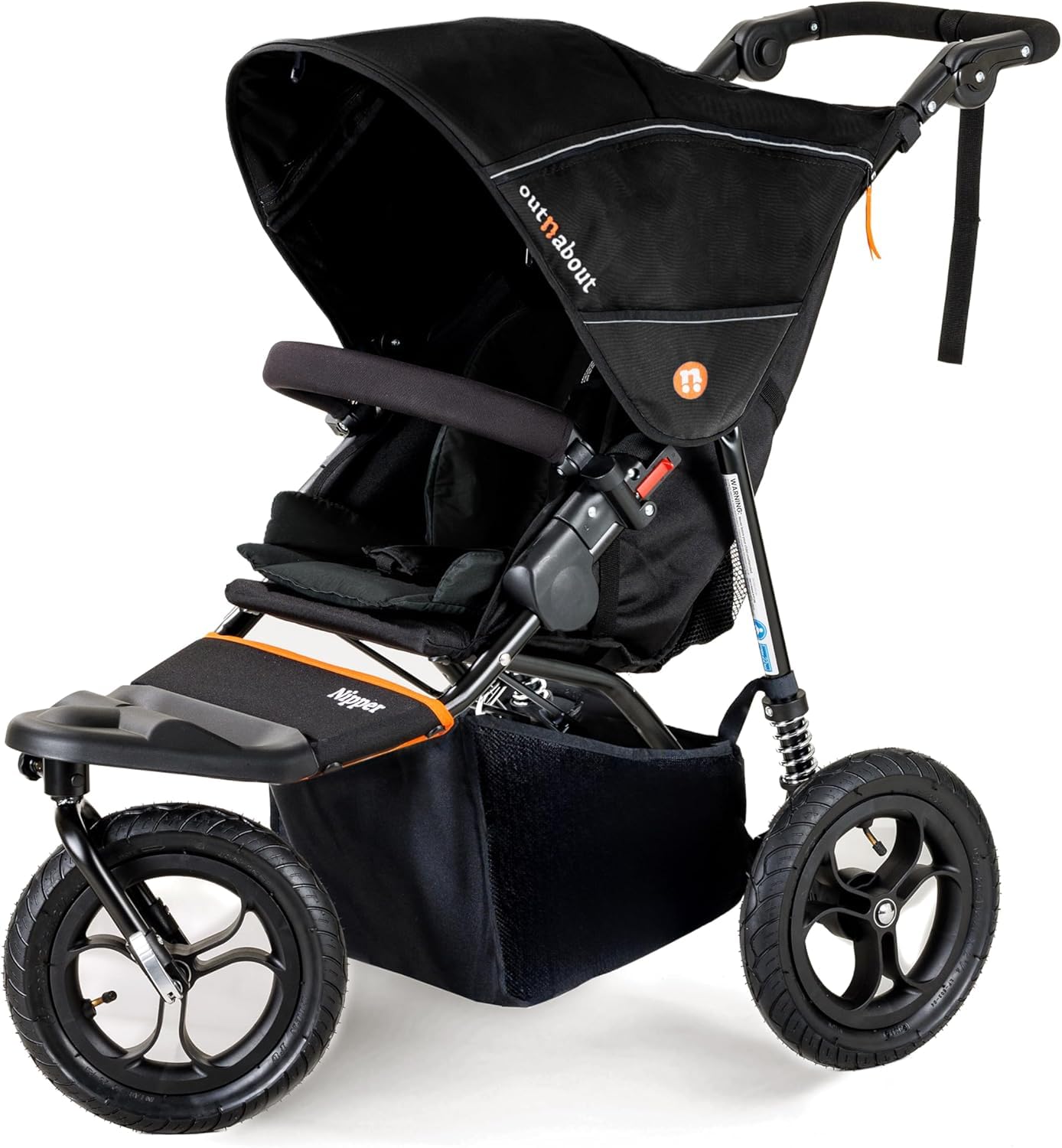 Out’n’About Nipper V5 Stroller & Rain Cover | Lightweight All-Terrain 3-Wheel Stroller, 12” Air-Filled Tyres, Swivel-Lock Front Wheel, One-Piece Fold, Newborn to Toddler 4 Years | Summit Black
