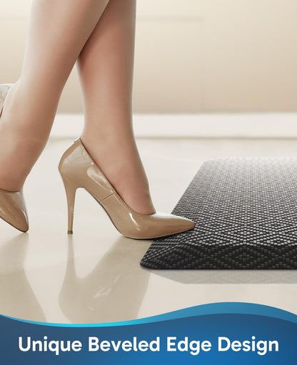 Ophanie Kitchen Mats for Floor, 3/4 inch Thick, 20x32 Anti Fatigue Cushioned Mat, Kitchen Rugs, Waterproof, Comfort Ergonomic Standing Mat for Office, Home, Sink, Black Non-Slip Ridged Bottom