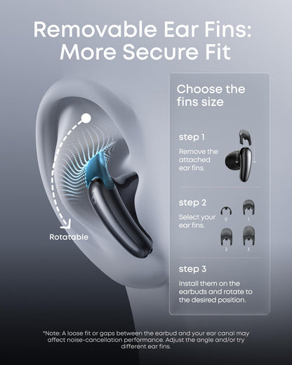 Soundcore Liberty Buds by Anker, Semi-in-Ear Design, Removable Ear Fins, Real-Time Adaptive Noise Cancelling, Fast Charging, Wireless Bluetooth Earbuds,Translation Earbuds, 30H Playtime