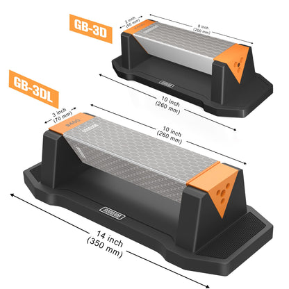Goodjob Diamond Sharpening Stone 3 Side Grit 400/1000/8000 Premium Industrial Diamond & Ceramic Whetstone Knife Sharpener Suitable for Steel of any Hardness with Angle Guide and Non-Slip Base (GB-3D)
