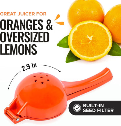 Zulay Kitchen Premium Metal Orange Squeezer - Heavy-Duty Citrus Juicer for Maximum Juice Extraction | Ergonomic & Dishwasher Safe (Orange)