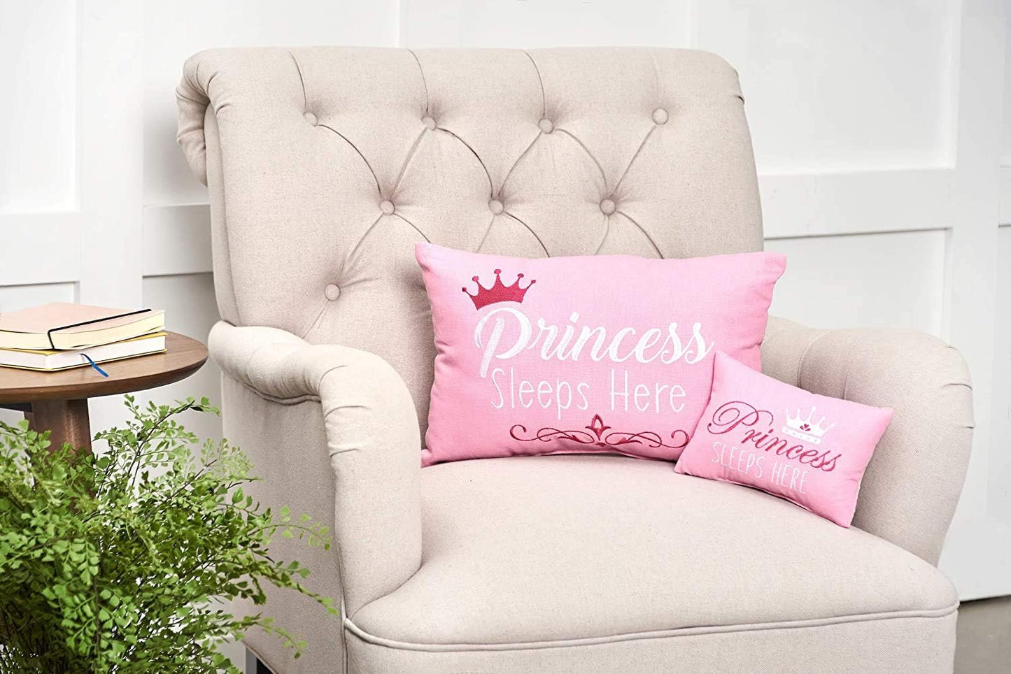 C&F Home Pink Princess Sleeps Here Extra Small Accent Pillow - 6" x 9", Soft Embroidered Novelty Mini Throw Pillow