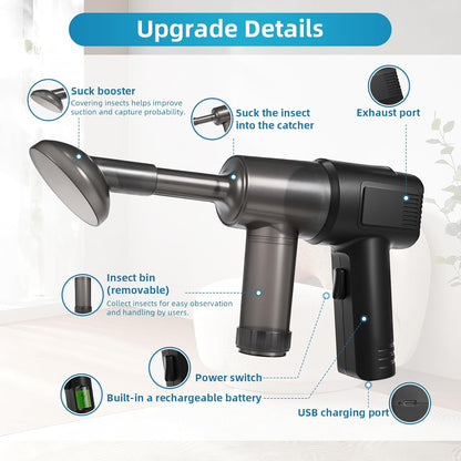 Cordless Bug Vacuum Cleaner - Portable Handheld Insect Catcher with Strong Suction, Ideal for Home, Car & Travel