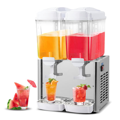 ROVSUN 9.6 Gallon/36L Commercial Beverage Dispenser Drink Dispenser, 18L X 2 Tanks Commercial Juice Dispenser Stainless Steel with Thermostat Controller for Home Restaurant Bar Party 110V/60HZ