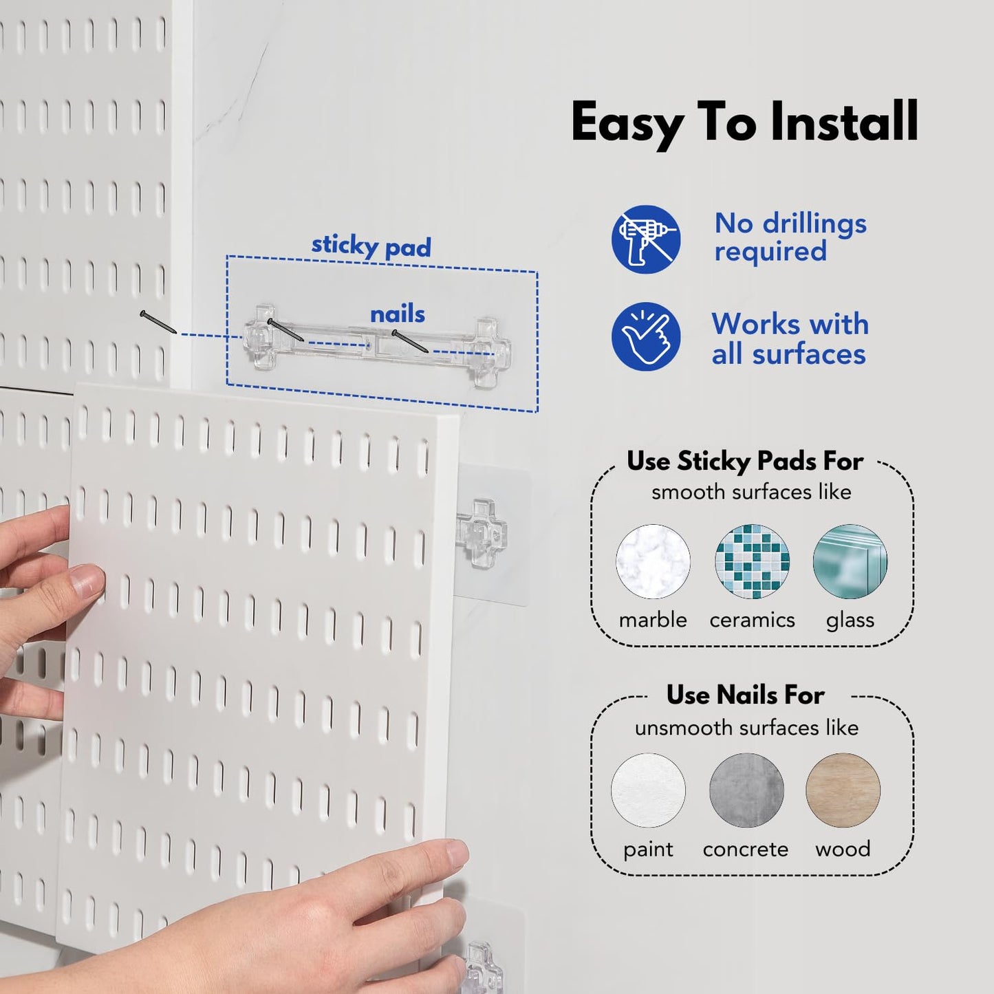 Keepo Peg Board Wall Organizer – Plastic Pegboard Panels, Modular Peg Board Storage System for Home Office, Craft Room, Gaming Setup (Tan Brown, 22″×22″)