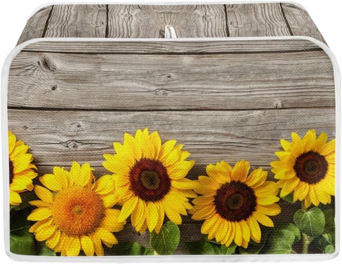 Sunflower Wooden Board Toaster Covers, Lightweight 4 Slice Stain Resistant Cover with Top Hook