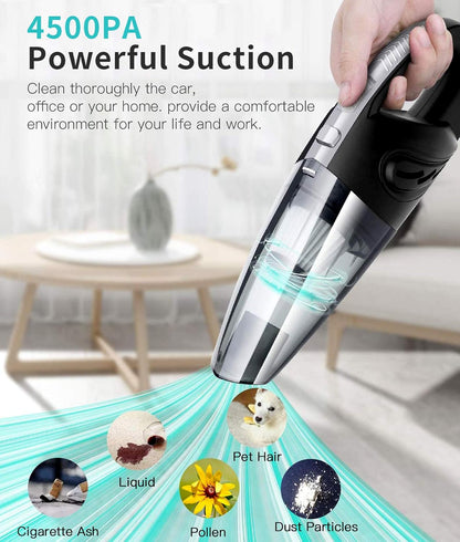 Handheld Vacuum Cordless, Portable Wet Dry Cleaner for Car Home, Pet Hair, Rechargeable 2200mAh Lithium Battery, 120W