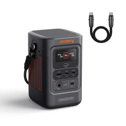 Jackery Explorer 240D Power Bank, 80,000mAh LiFePO4 Battery Portable Power Station, 200W DC Output,1-Hour Fast Charging, Compact for Outdoor Camping, Travel, Emergencies