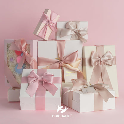 HUIHUANG Rose Pink Ribbon 1-1/2" Dusty Rose/Rose Gold/Rose Pink/Rosy Mauve/Vanilla/Peach Satin Ribbons for Wedding Flower Bouquet Bows Bridal Gift Wrap and Crafts- 6 Rolls, Total 30 Yards