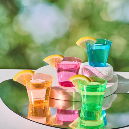 300Pack 1 Oz Plastic Shot Glasses Set, Neon Party Mini Shot Glasses Bulk, Durable and Reusable, Small Disposable Plastic Cups for Vodka, Whiskey, and More