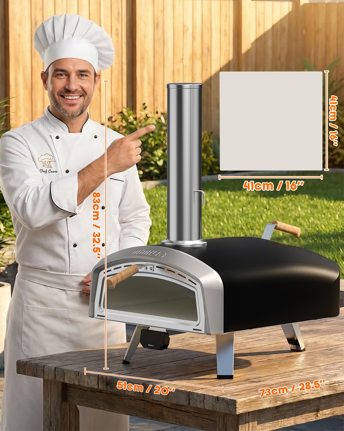 Mimiuo Smart 16 Inch Pizza Oven with Digital Temperature Display – Outdoor Charcoal Wood Pizza Oven with 3 Cooking Modes (Classic/Neapolitan/Custom), Celsius/Fahrenheit Switch, Color-Coded Guide