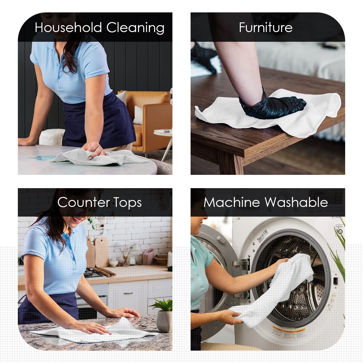 Avalon Towels Microfiber Cleaning Cloths (Value Pack of 48) - Size 16 x 16 Inches, Highly Absorbent Cleaning Rags, Lint Free, Reusable and Washable, Microfiber Towels for Cars